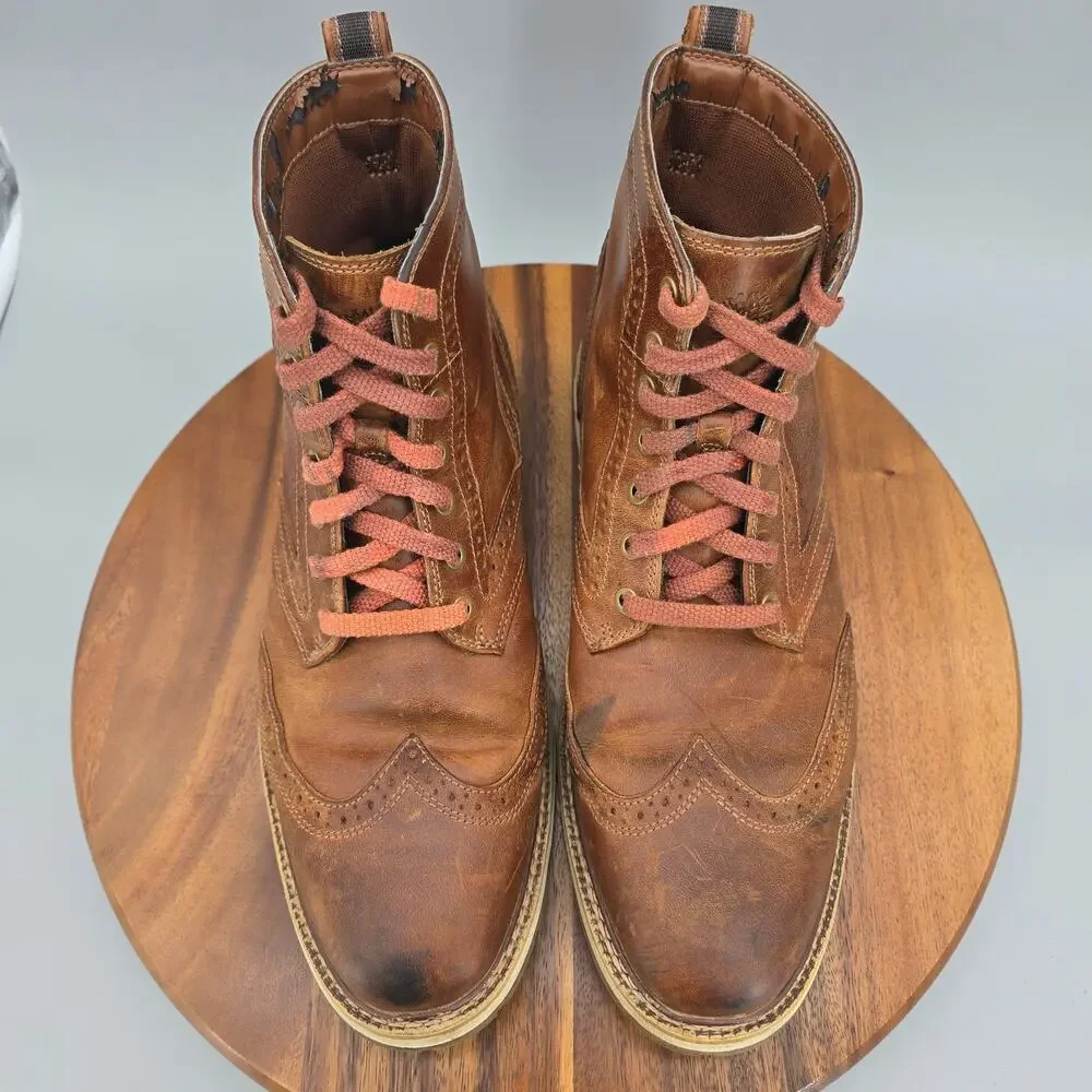 Timberland Boots Mens 10.5 M Brown Leather Casual Brogue Wingtip Lace Up Ankle
